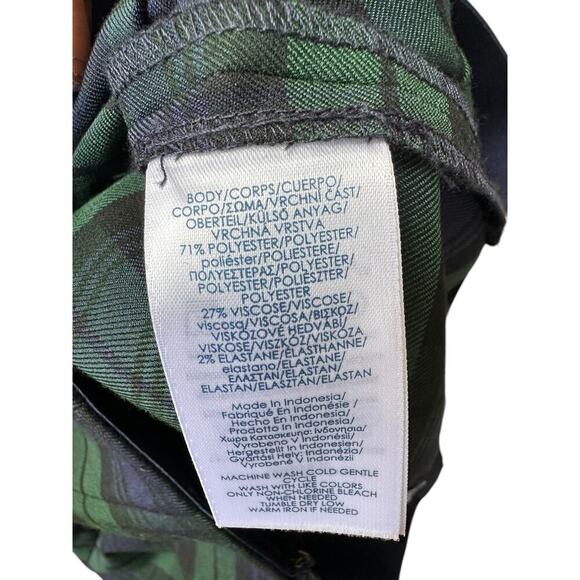 Chaps" Size 4, Green/Blue Plaid, stretchy HighWaist Ankle Pants . - Picture 7 of 7